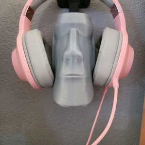 Nástěnný držák na sluchátka Moai Easter Island Head s otvory pro šrouby